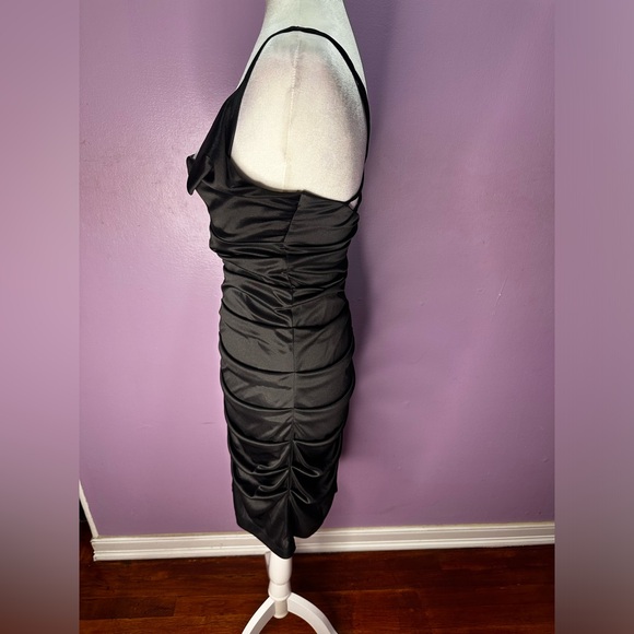 Crisscross Open Back Ruched Silky Dress - Picture 9 of 11